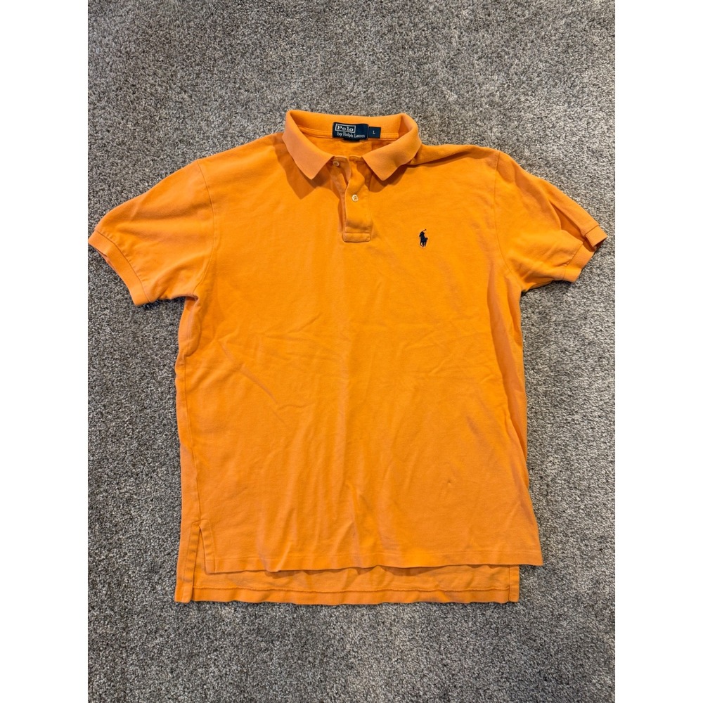 Polo Ralph Lauren Polo Mens L Orange Short Sleeve Pony Pique Classic Fit Cotton